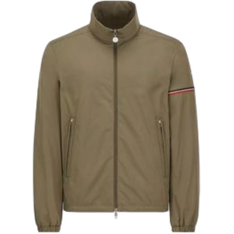 Moncler Khaki Green Zip-Up Stand Collar Jacket for Men POIZON2405302