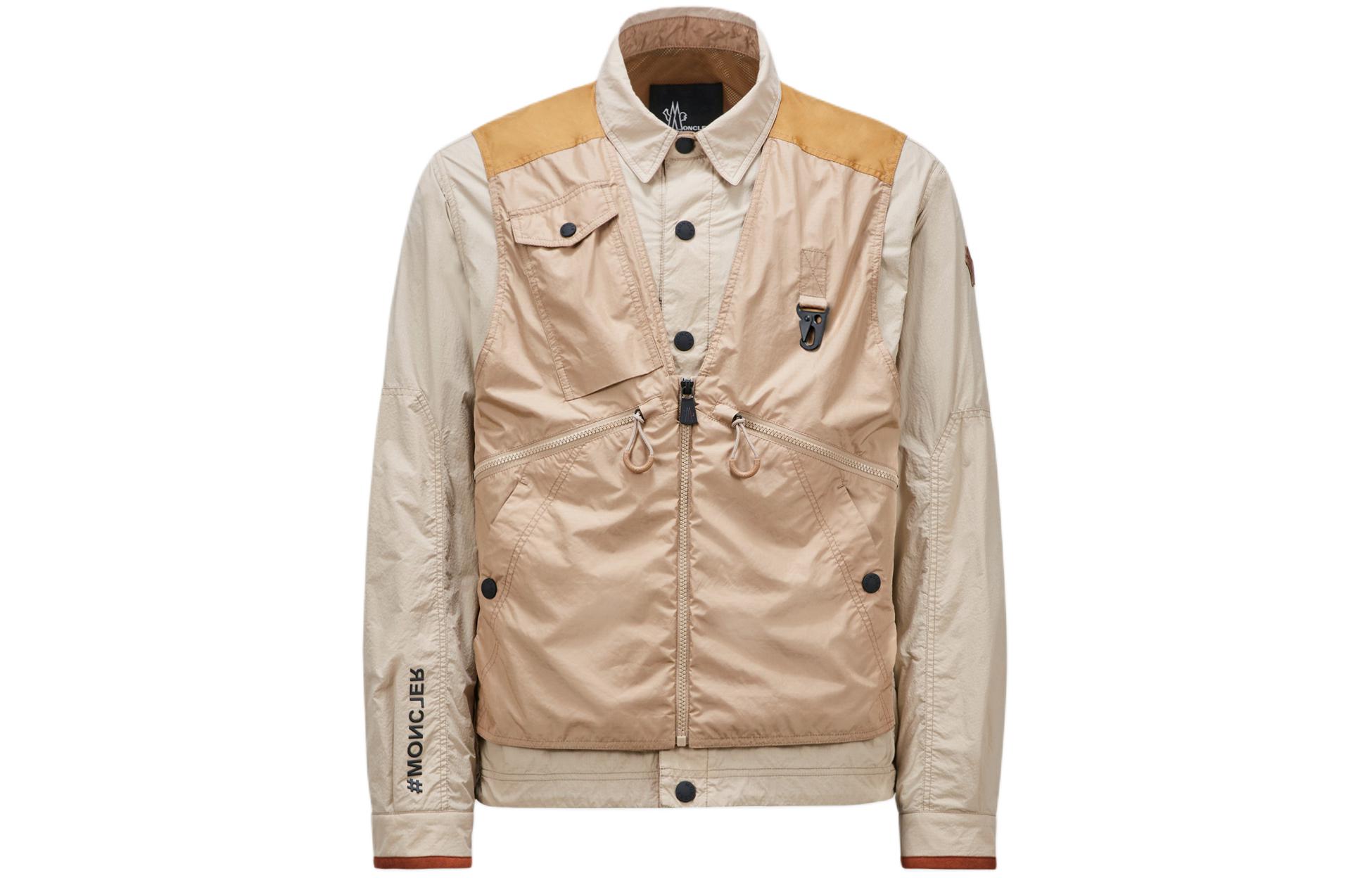 Moncler Khaki Jacket with Detachable Vest and Reflective Letter Details J10971A00007M390720E