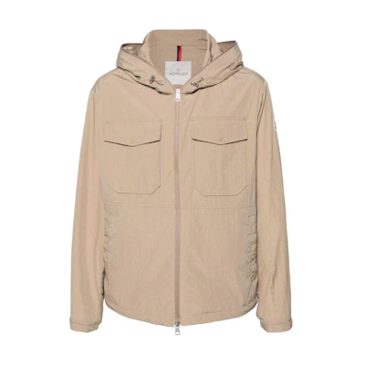 Moncler Khaki Solid Color Hooded Zip-Up Jacket J10911A000-8559-733
