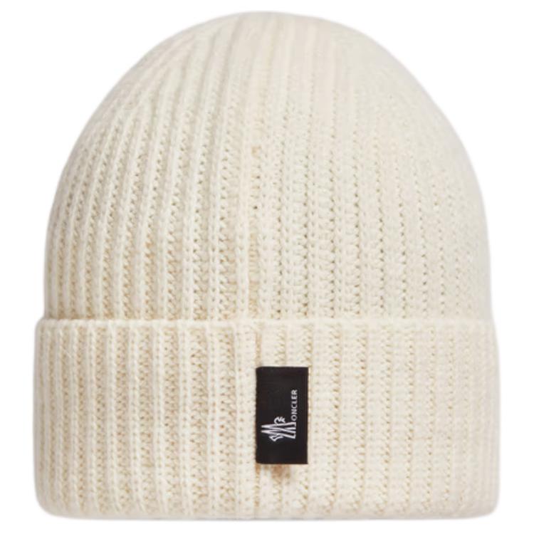 Lookbook Moncler Kids' White Wool Knit Beanie with Multicolor Logo Patch. J29573B00001M1241034