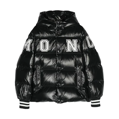 Moncler Kids Logo Letter Hooded Down Jacket Black (Boys). I29541A000165963V999