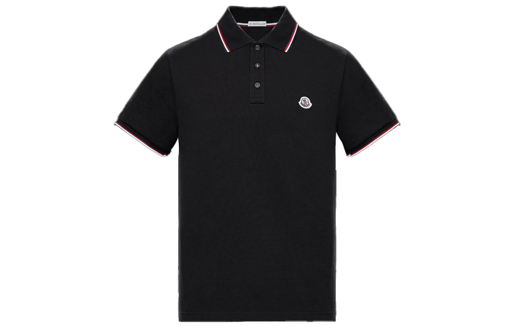 Order Moncler Polo Negro con Logo de Rayas Tejidas 0918A7030084556999