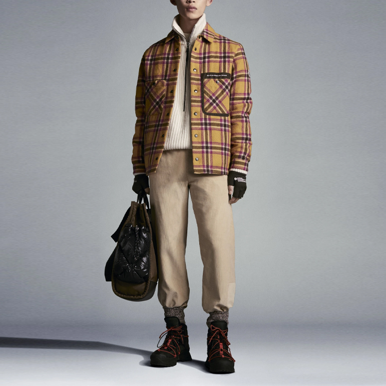 Lookbook Moncler Kurys 男士羊毛格紋外套 淺黃色 G20911A00133595IE140
