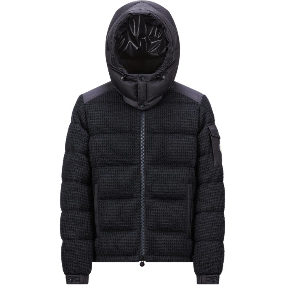 Moncler LAGDEI Royal Blue Detachable Hood Wool Down Jacket Unisex Short Fit. J20911A0009989AO0742
