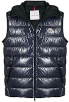 Moncler Lappe Logo Patch Down Vest Unisex Navy Blue G10911A52M0053A5T778 Moncler Lappe Logo Patch Down Vest Unisex Navy Blue G10911A52M0053A5T778