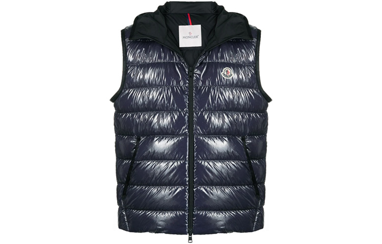 Order Moncler Lappe Logo Patch Down Vest Unisex Biru Navy G10911A52M0053A5T778