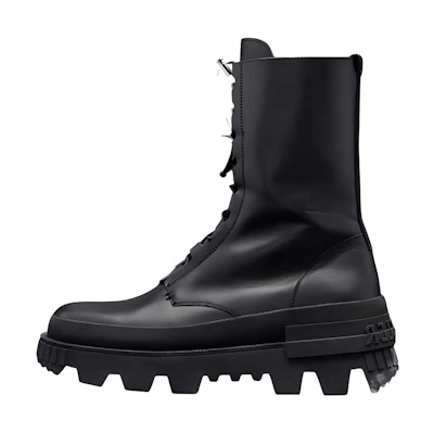 Moncler Leather Lace-Up Ankle Boot 'Black'