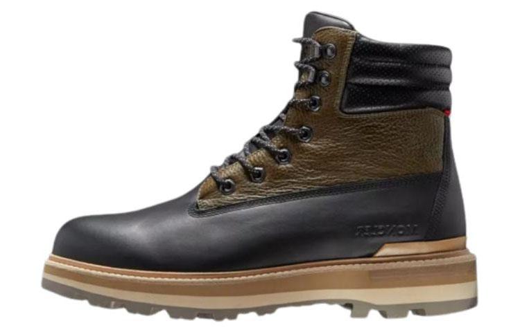 Moncler Leather Lace-Up Ankle Boots 'Black Green'