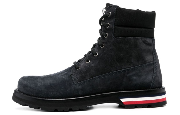 Moncler Leather Lace-Up Short Boots 'Deep Blue'
