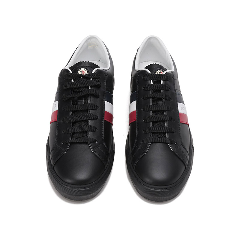 Shop Moncler盟可睐 牛皮 系帶休閒運動 時尚板鞋 男款 黑色