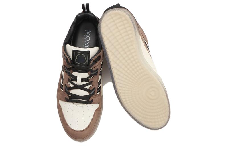 Shop 몽클레르 브라운 가죽 로우탑 레이스업 스니커즈 I209A4M00120M3701P90