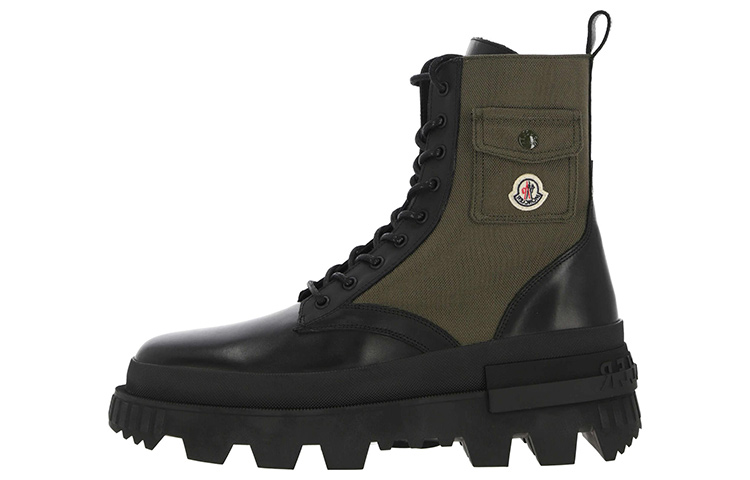 Moncler Leather Platform Lace-Up Boots 'Black Green' 4F00030M2908P98
