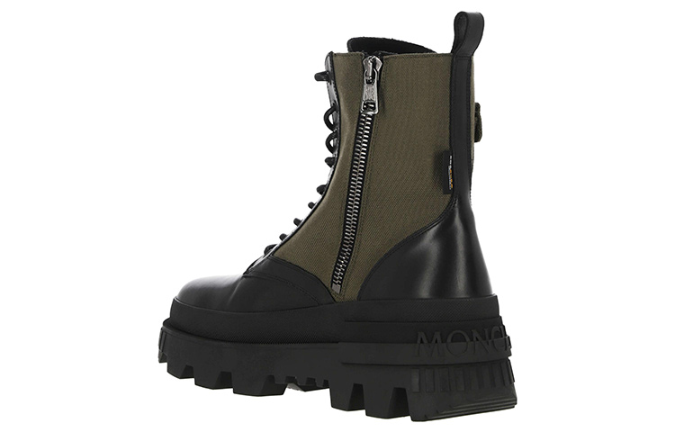 Shop Bottes à Lacets en Cuir Moncler Plateforme ''Noir Vert'' 4F00030M2908P98
