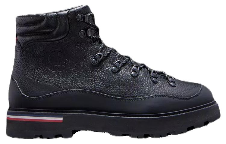 Moncler Leather Platform Round-Toe Lace-Up Boots 4cm 'Black' 圖 2