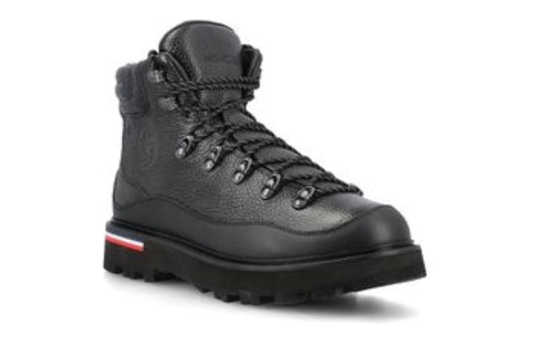 Moncler Leather Platform Round-Toe Lace-Up Boots 4cm 'Black' 圖 3