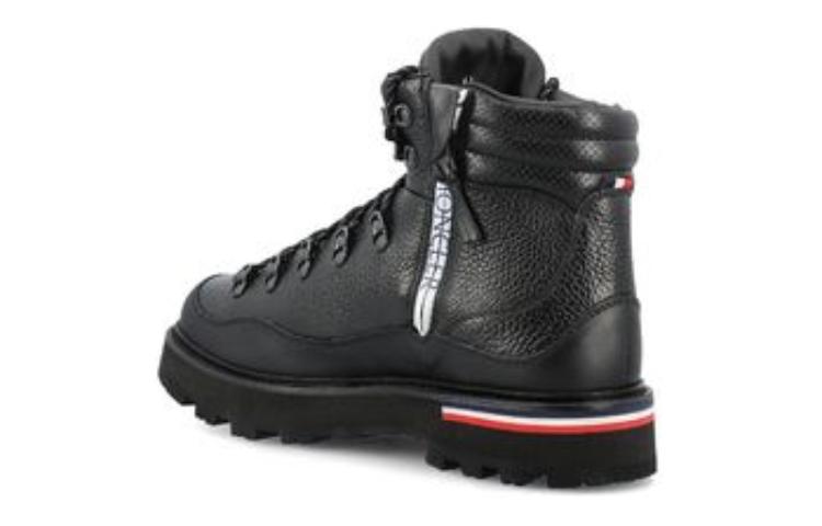 Moncler Leather Platform Round-Toe Lace-Up Boots 4cm 'Black' 圖 4