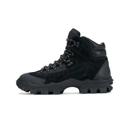 Moncler Leather Round-Toe Lace-Up Boots 'Black'