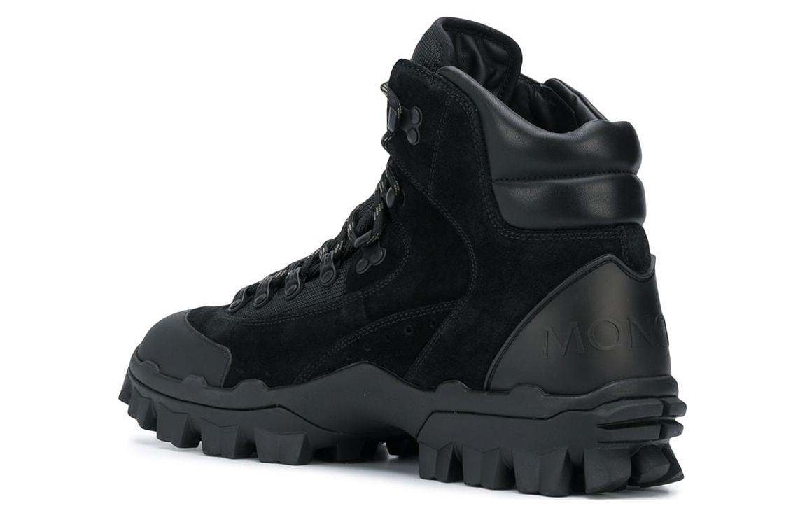 Shop Moncler Leather Round-Toe Lace-Up Boots 'Black' G209A4G7030002SH0999