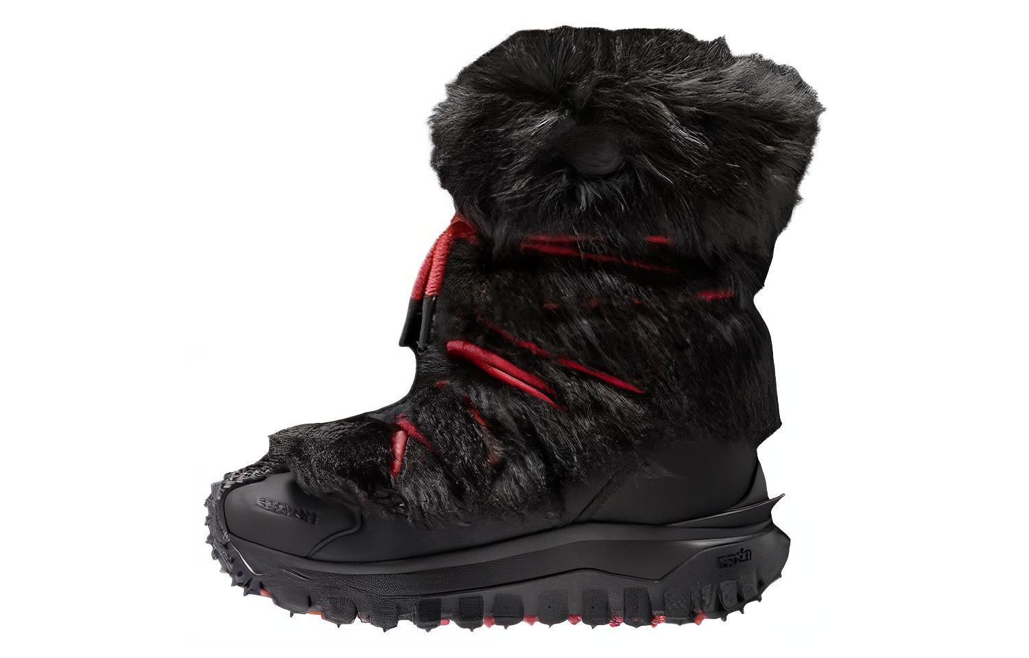 Moncler Leather Round Toe Lace-Up Short Mid-Calf Snow Boots 'Black' I20974H00020M3489999