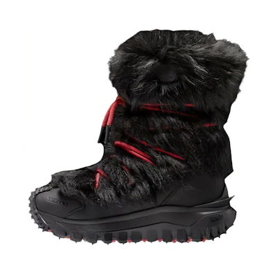 Moncler Leather Round Toe Lace-Up Short Mid-Calf Snow Boots 'Black'