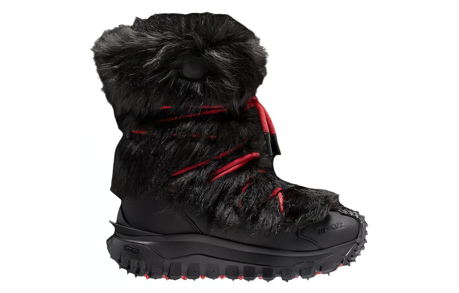 Order Moncler Leather Round Toe Lace-Up Short Mid-Calf Snow Boots 'Black' I20974H00020M3489999