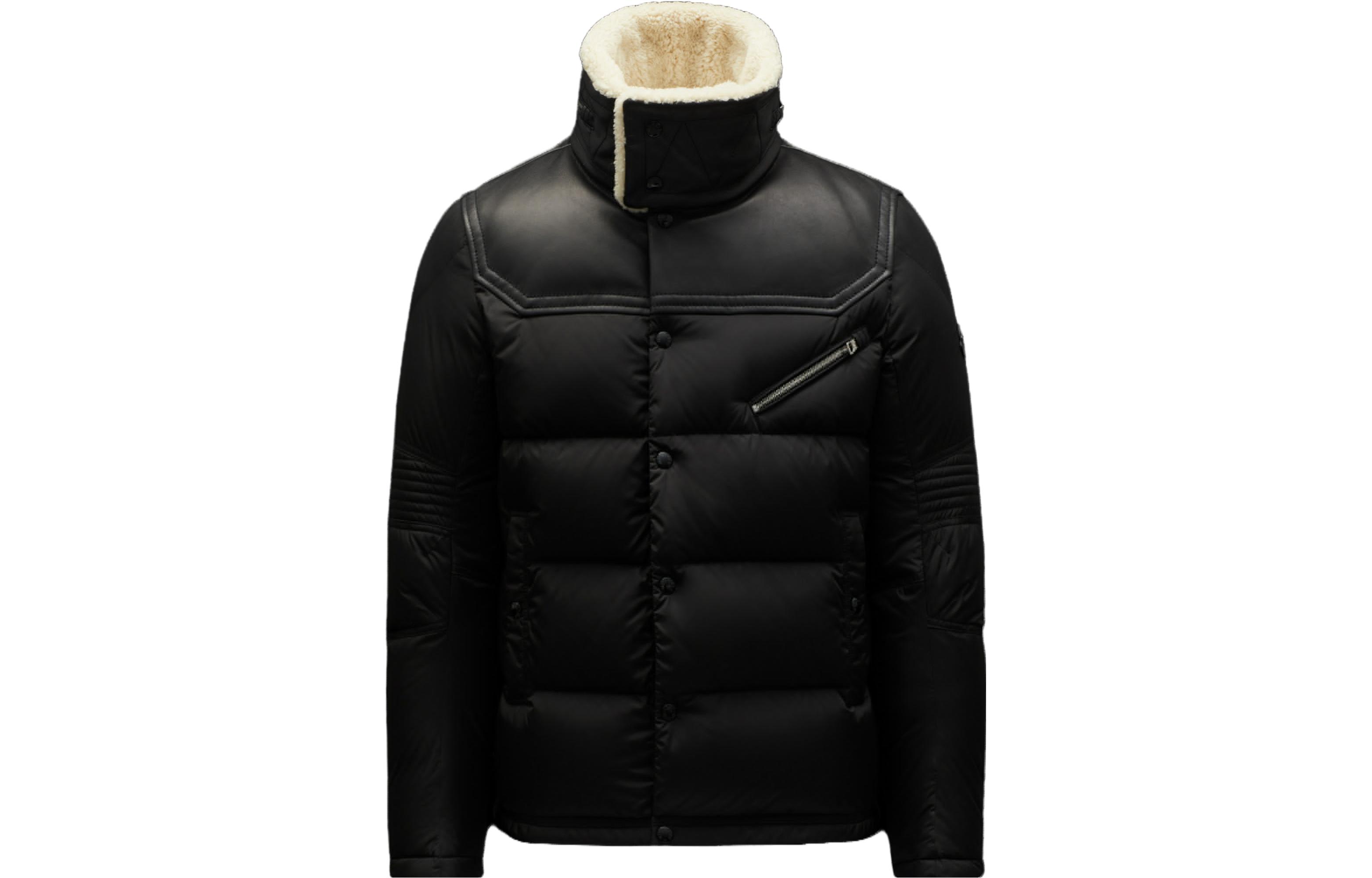Order Chaqueta Corta Moncler Leo Negro con Estilo de Cuello Solapa. I20911A0020254155999