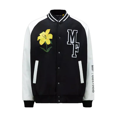 Moncler Letter Plant Print Baseball Collar Jacket Unisex Black I209U1A00007M3084F90