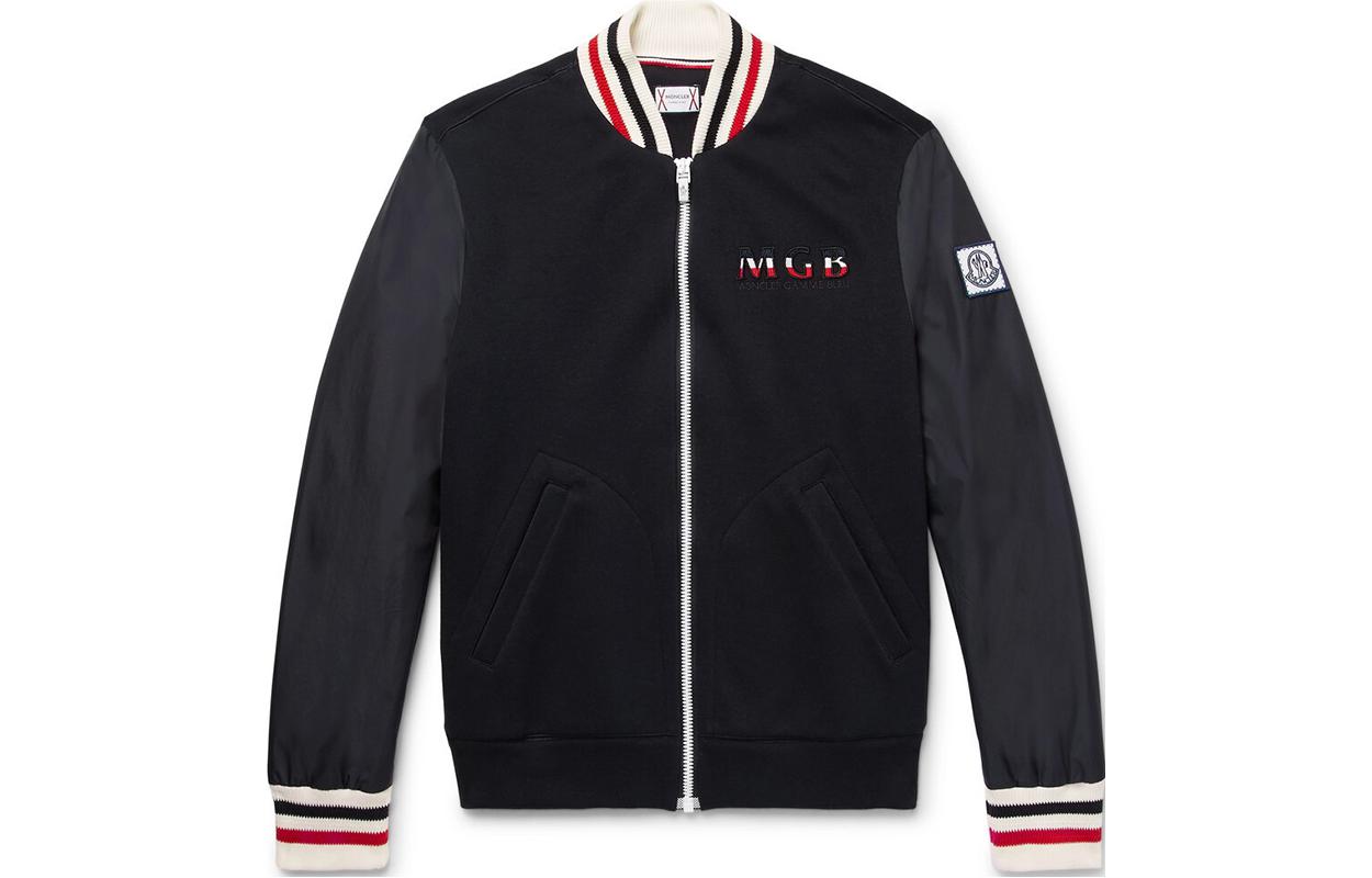 Moncler Letter Print Long Sleeve Jacket Dark Blue 8410950-80374-779