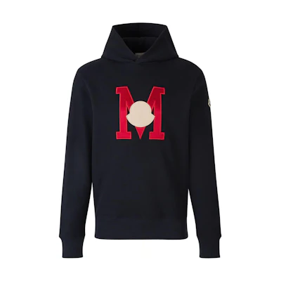 Moncler Letter Print Patch Hoodie Black Long Sleeve 8G00012899WC899WC778