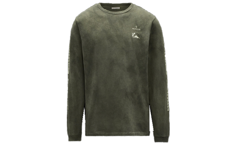 Moncler Letter Printed Long Sleeve Sweatshirt Gray Olive G20918D00010829H8847