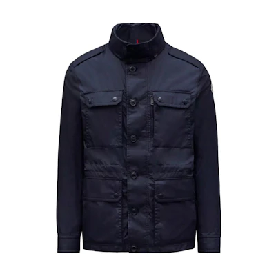Moncler Lez Rain Jacket High-Neck Button-Up Navy Blue Outerwear J10911B0000368352775