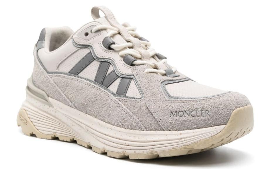 Lookbook 盟可睐Lite Runner皮革圓頭厚底繫帶低幫休閒鞋男款米色