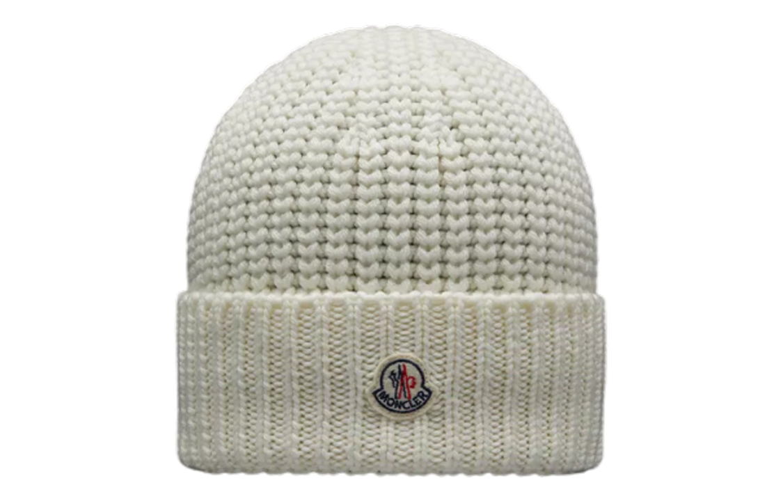 Order Moncler Logo  White Wool Beanie Hat - Warm and Stylish. I20933B00048M1131030