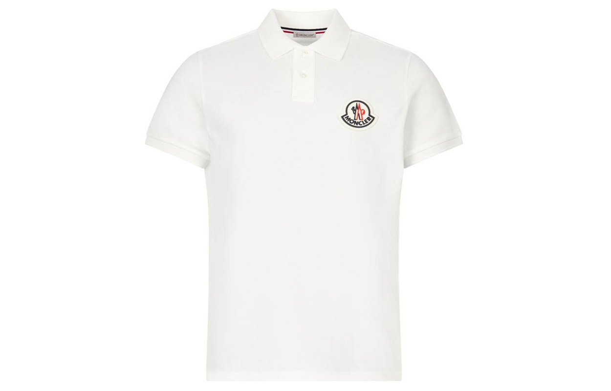 Moncler Logo Casual White Short Sleeve Polo Shirt 8A7110084556004