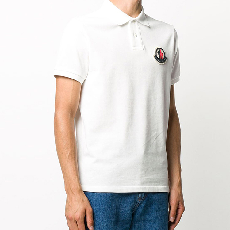 Shop 몽클레어 로고 화이트 반소매 캐주얼 폴로 셔츠 8A7110084556004