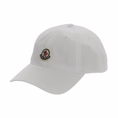 Moncler Logo Cotton Baseball Cap White for Men. 3B00054V0090001