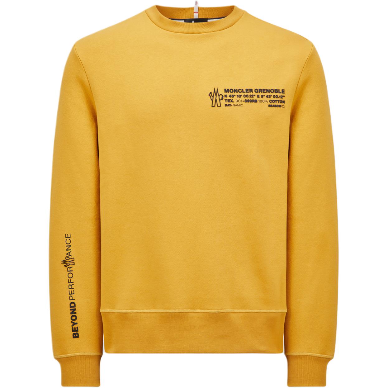 Moncler Logo Crewneck Embossed Graphic Fleece Sweatshirt Yellow () J20978G00006899RB123