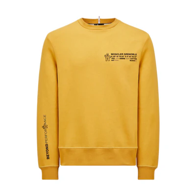 Moncler Logo Crewneck Embossed Graphic Fleece Sweatshirt Yellow () J20978G00006899RB123