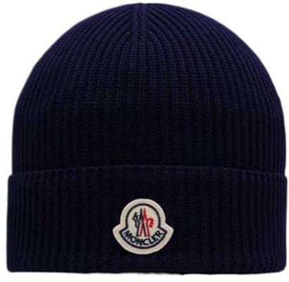 Moncler Logo Design Navy Blue Cotton Beanie for Men. J10913B00024M1367779 Buy Moncler Logo Design Navy Blue Cotton Beanie for Men. J10913B00024M1367779