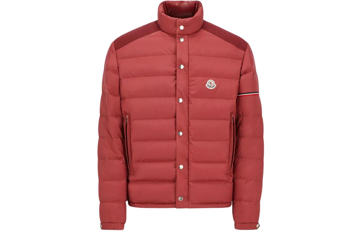 Moncler Logo Down Jacket Short Stand Collar Red J10911A0001354A81435