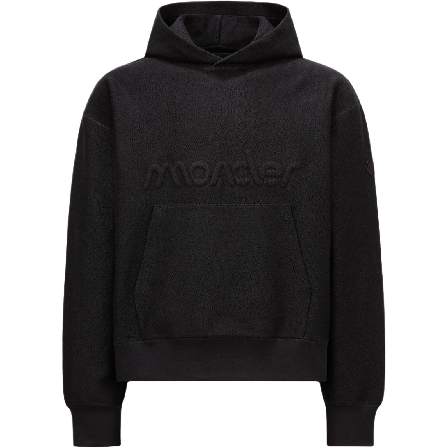 Moncler Logo Embossed Hoodie Unisex Black J10918G00054899V4998