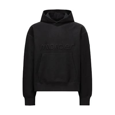 Moncler Logo Embossed Hoodie Unisex Black J10918G00054899V4998