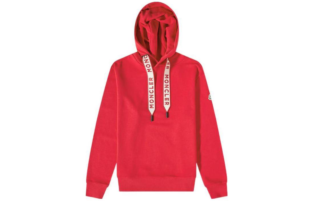 Moncler Logo Embroidered Drawstring Hoodie Red - Long Sleeve Pullover I10918G00023809KR477