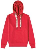 Moncler Logo Embroidered Drawstring Hoodie Red - Long Sleeve Pullover I10918G00023809KR477 Moncler Logo Embroidered Drawstring Hoodie Red - Long Sleeve Pullover I10918G00023809KR477