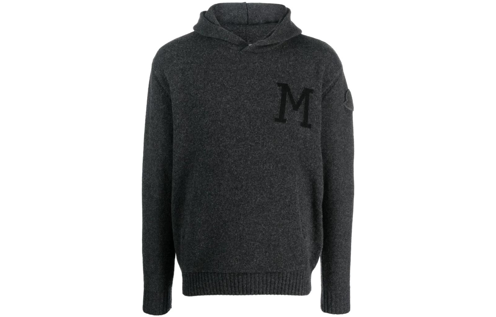 Moncler Logo Embroidered Gray Hoodie I20919G00003M3394989