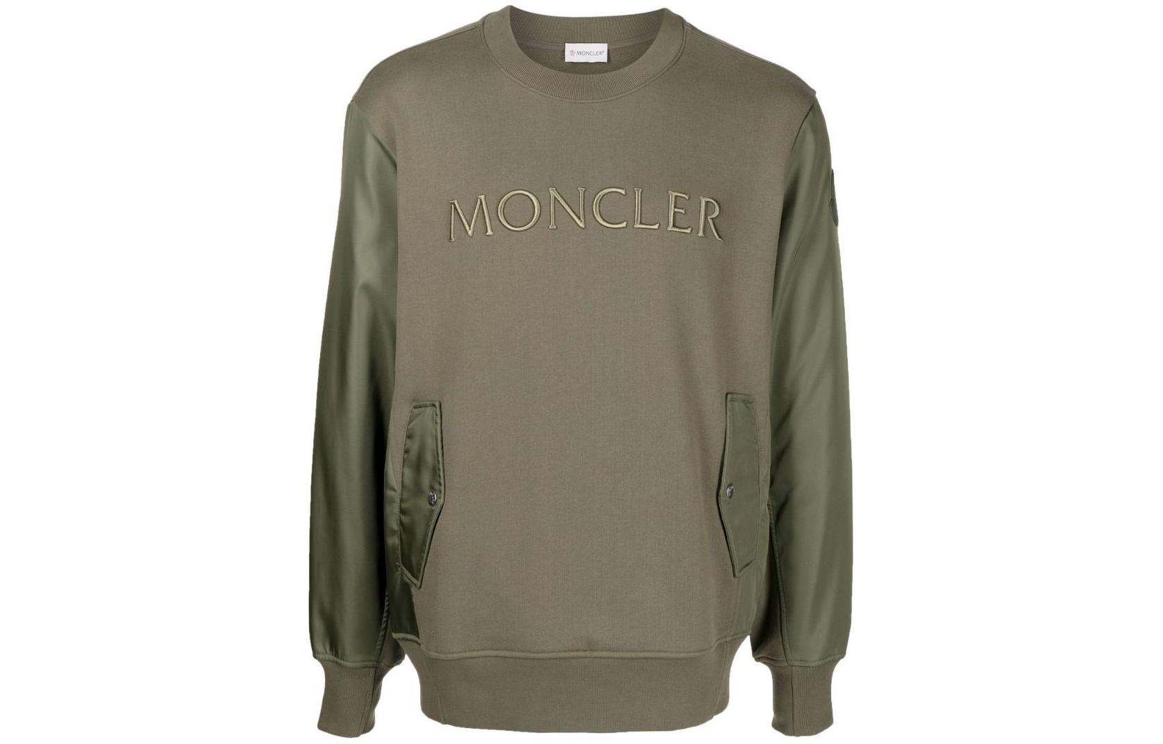 Moncler Logo Embroidered Oversized Crewneck Sweatshirt Green () H10918G00039809KR