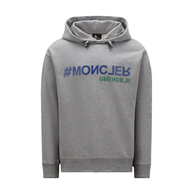 Moncler Logo Hoodie Letter Print Pullover Sweatshirt Men Grey I20978G0002780451983