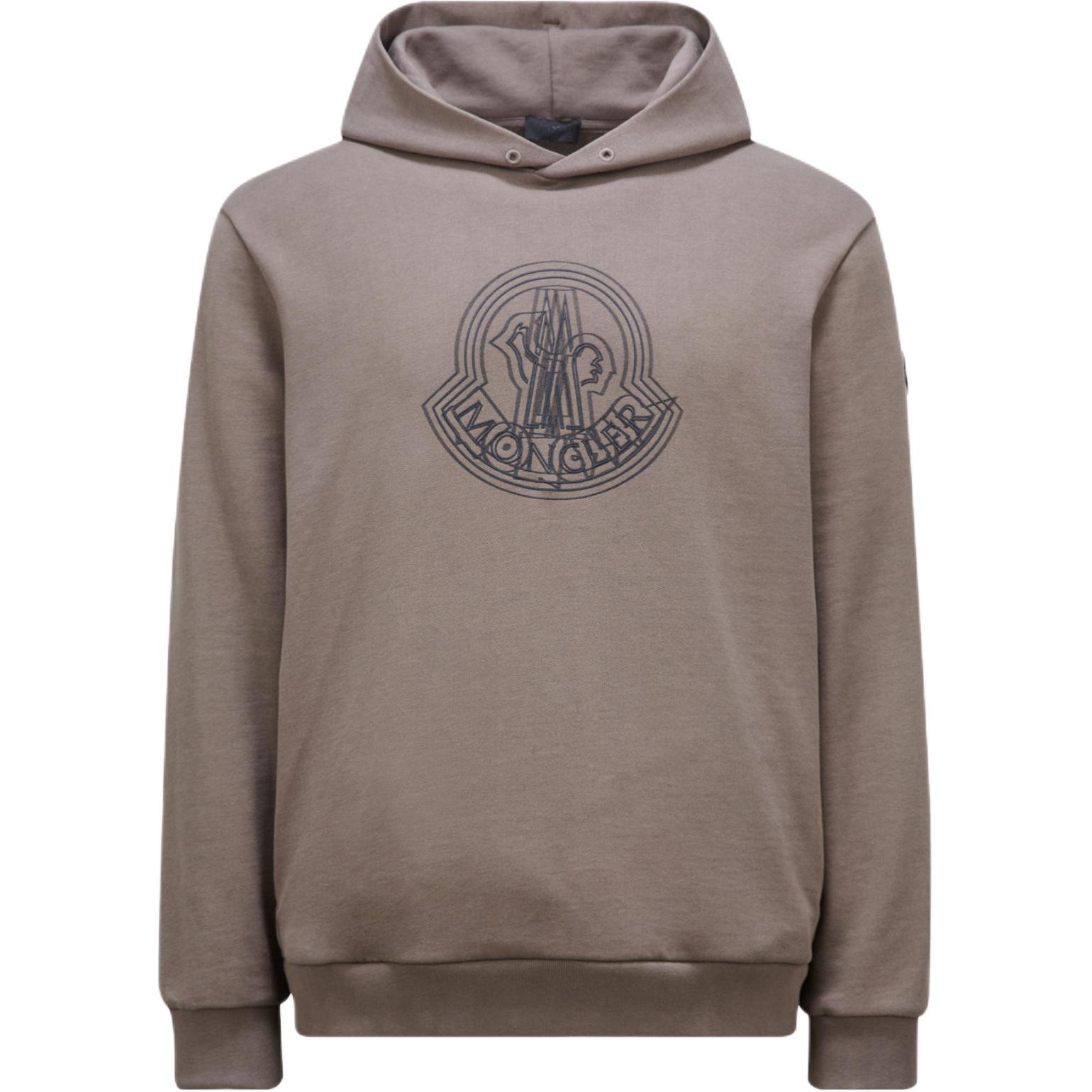 Moncler Logo Hoodie with Dropped Shoulders in Grayish Brown J10918G00038809KR916