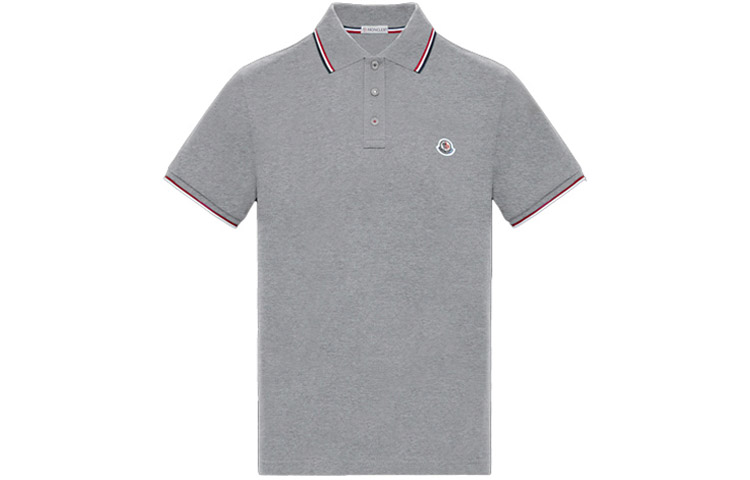 Moncler Logo Knit Stripe Polo Shirt Dark Gray 0918A7030084556984