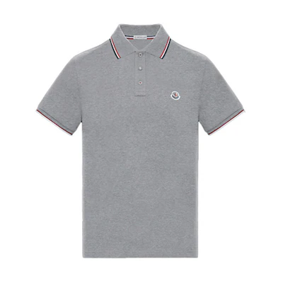 Moncler Logo Knit Stripe Polo Shirt Dark Gray 0918A7030084556984